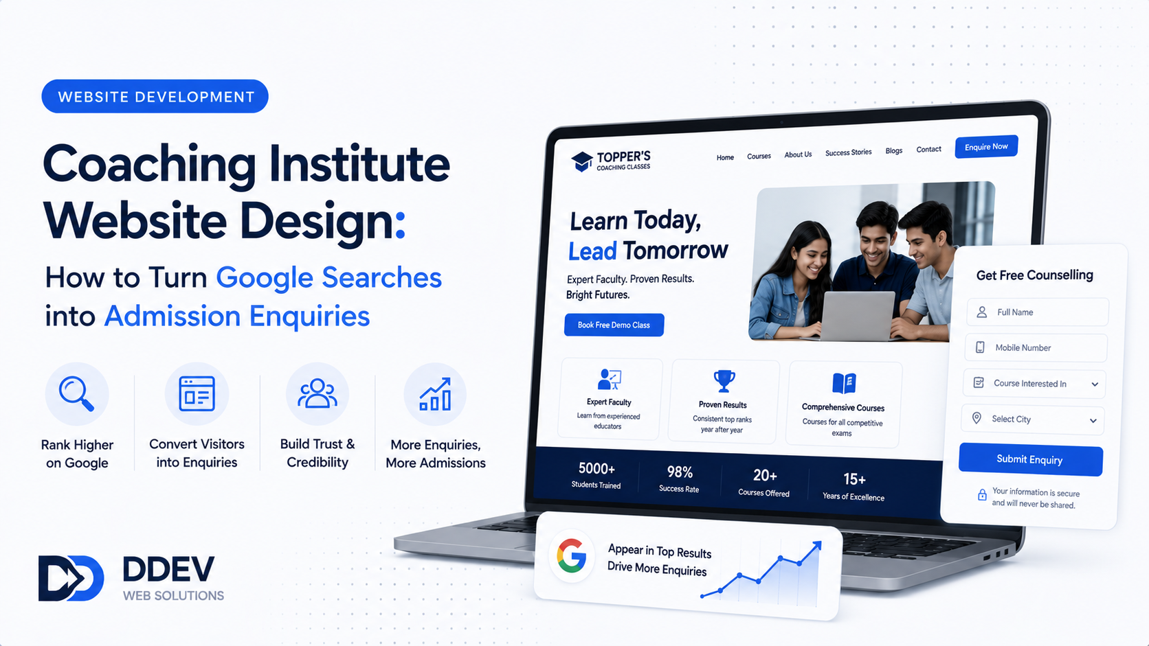 Coaching Institute Website Design: How to Turn Google Searches into Admission Enquiries